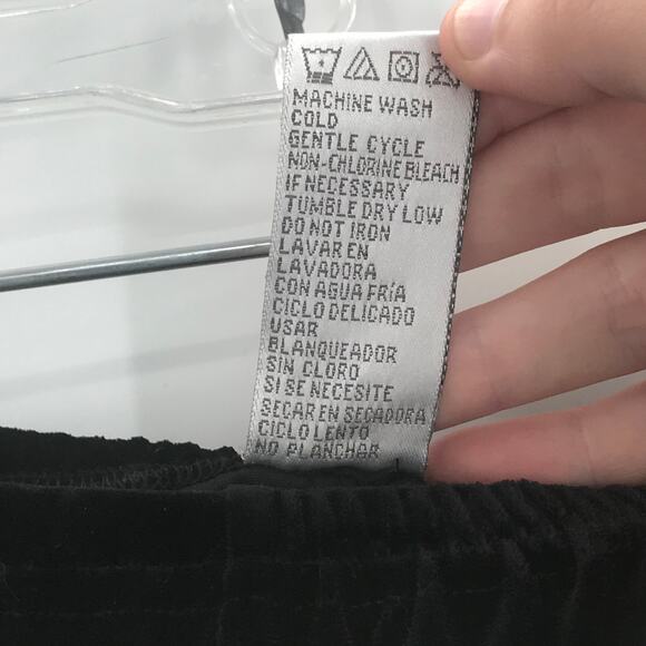 Black Velvet Pants High Rise Elastic Waist sz 14 Travel Spandex Track Suit Pants - Picture 4 of 4